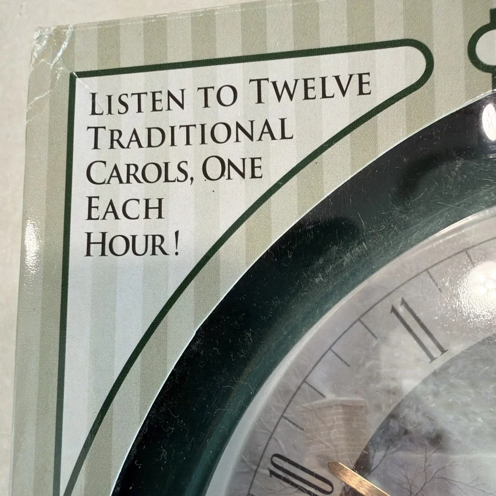 VtgThomas Kinkade‎ Christmas Carol Village Music Wall Clock 7.5